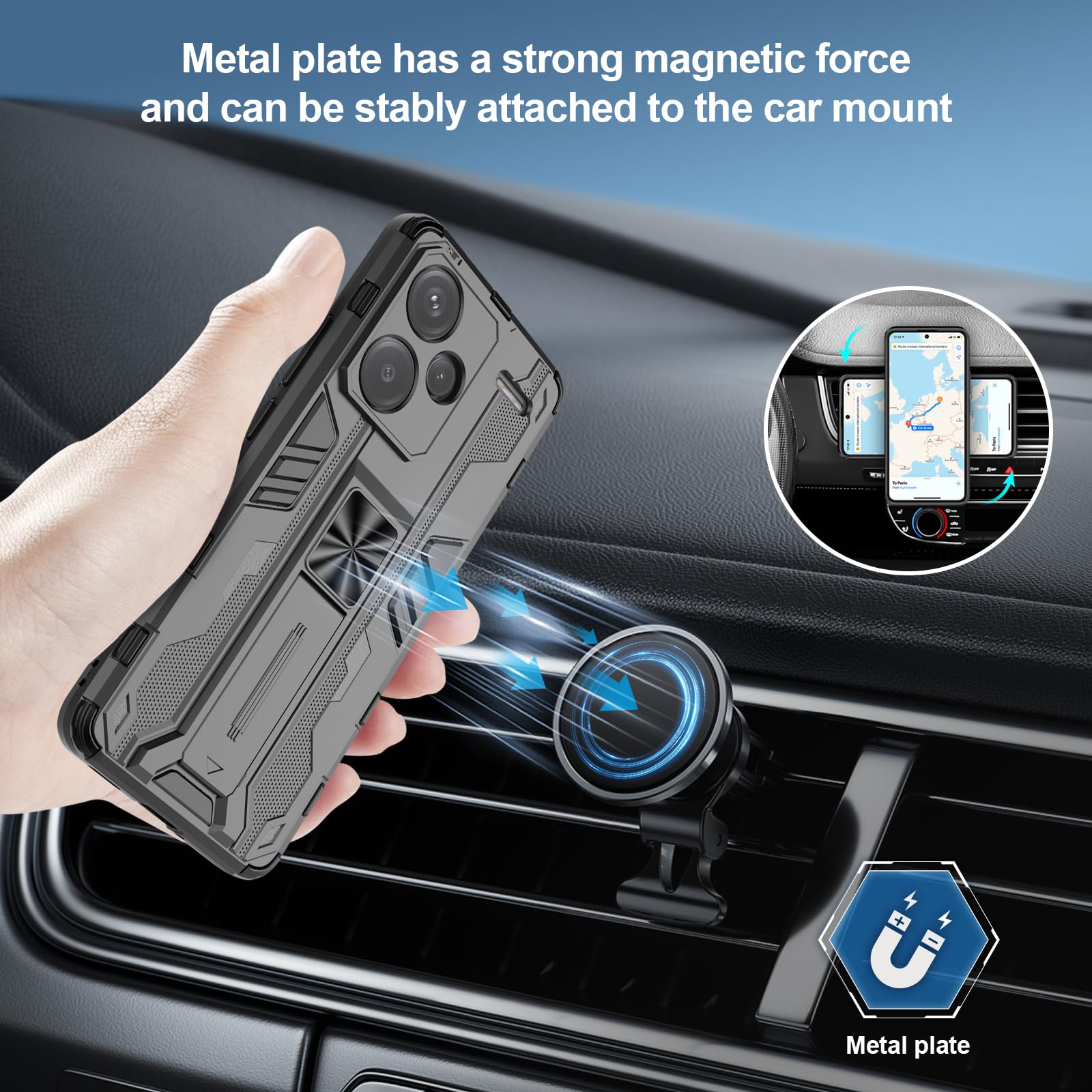 Funda para Xiaomi Redmi Note 15 Pro 5G, Carcasa Antigolpes con Soporte anular metálico, Case Protectora de Grado Militar, Azul — view 510