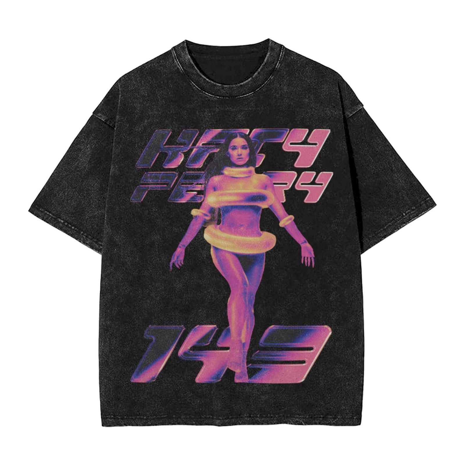 Mens Womens Katy Music Perry Vintage Oversized Short Sleeve for Men Women Fashion Tees Top Small