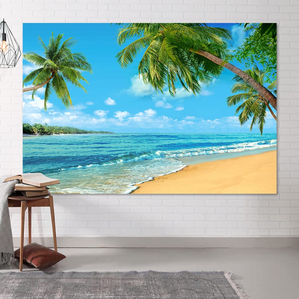 背景布【　夏G　】サンプル　ペット撮影用　ビーチ、ヤシの木、砂浜、南国、海、青空 Amazon | 夏のトロピカルビーチ背景、海のヤシの木の写真背景、島の海