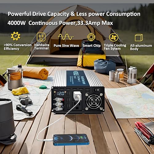 Vista 40 de Confiable 3000W alta eficiencia onda sinusoidal pura inversor de energía solar 12V 120V 60Hz convertidor de energía LED pantalla