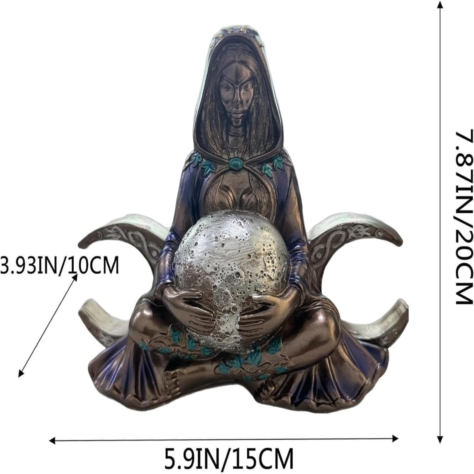 Statua della Dea Madre Terra, scultura Gaia per altare, figurina in resina della dea della luna, decorazione rispettosa dell'ambiente, regalo di meditazione per gli appassionati