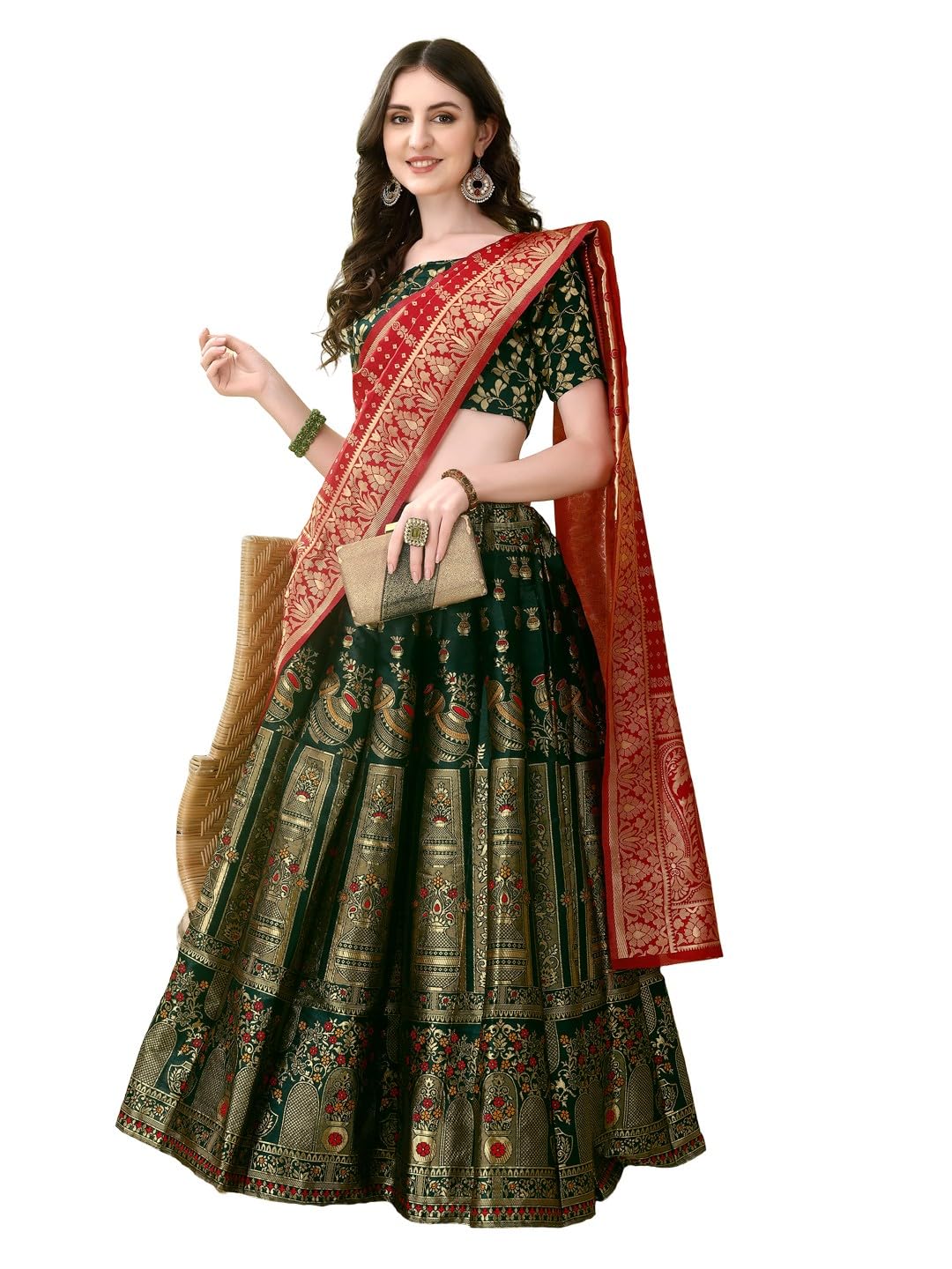 Self Design Unstitched Blouse Zari Work Lehenga Choli For Women | Material_type Art Silk-image-26