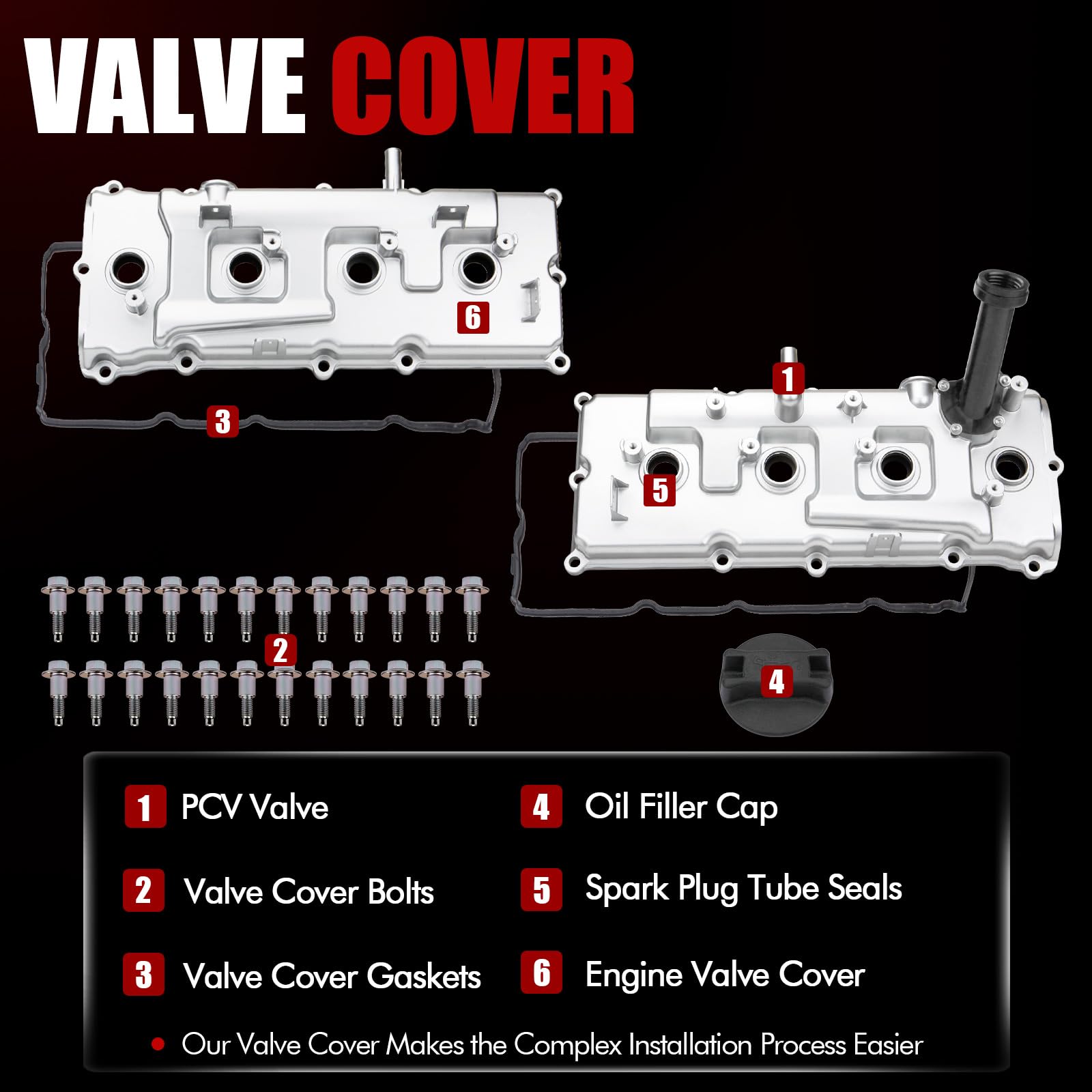 Amazon.co.jp: MITZONE Upgrade Aluminum Valve Cover Kit for 2004