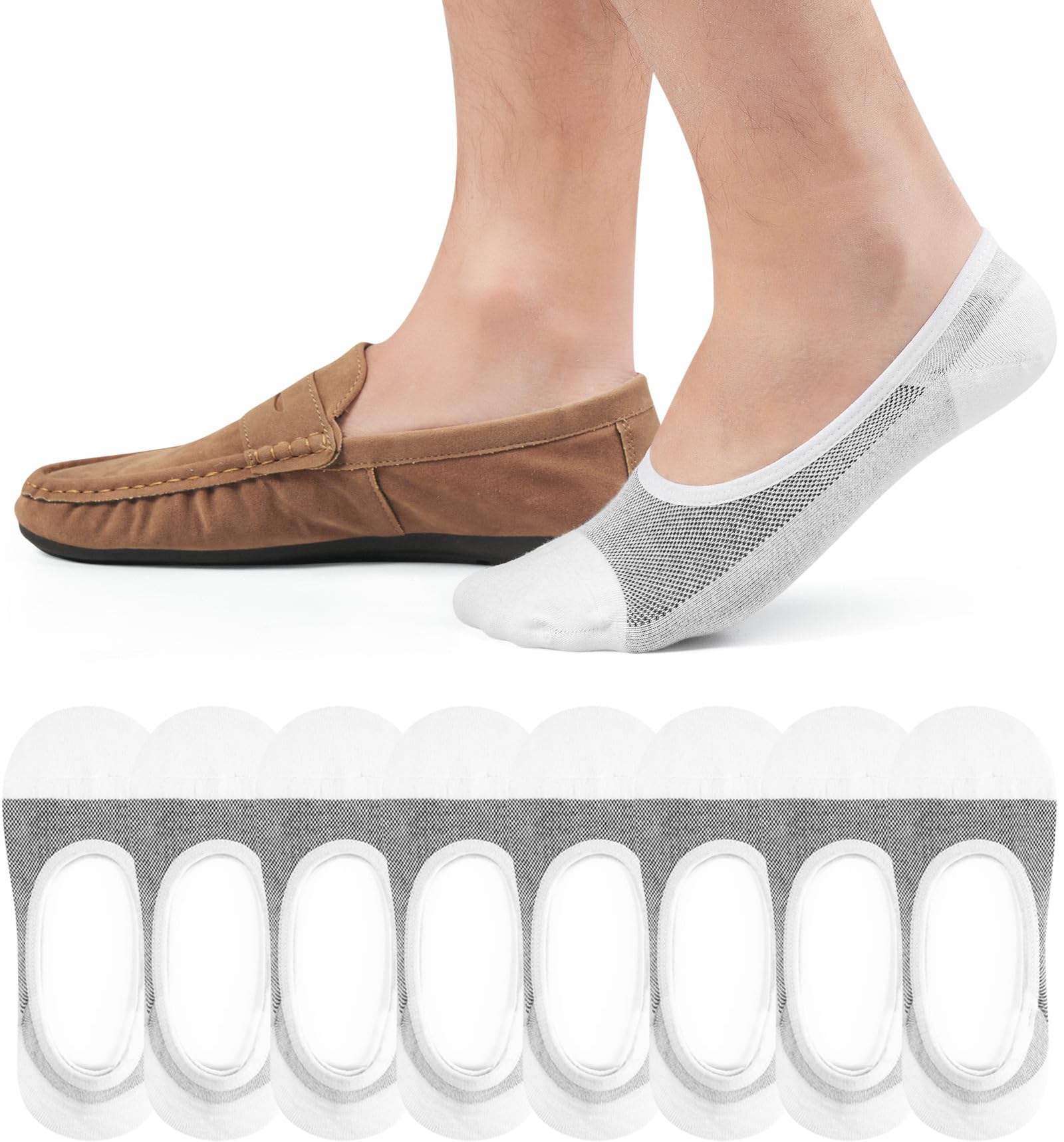 Caldodo Sneaker Socken Herren 43-46 39-42 Füßlinge 8Paar, Sneakersocken Baumwolle Herrensocken Atmungsaktiv, No Show Socken Unsichtbar im Schuh