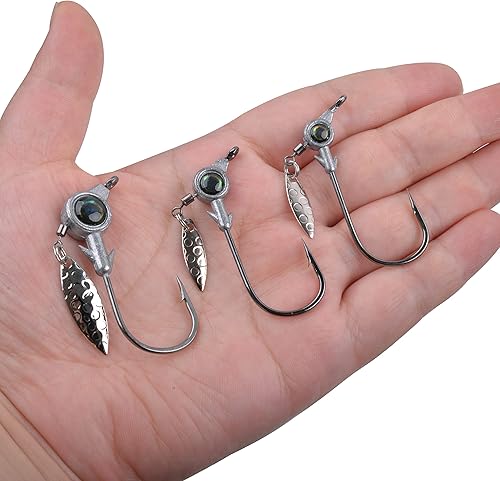 Miniatura 7 de Crappie Jigs - Kit de cabezales de pesca de 1520 piezas de cabeza de jig de pesca de agua dulce, señuelos de pesca con bola de ojo, ganchos sin