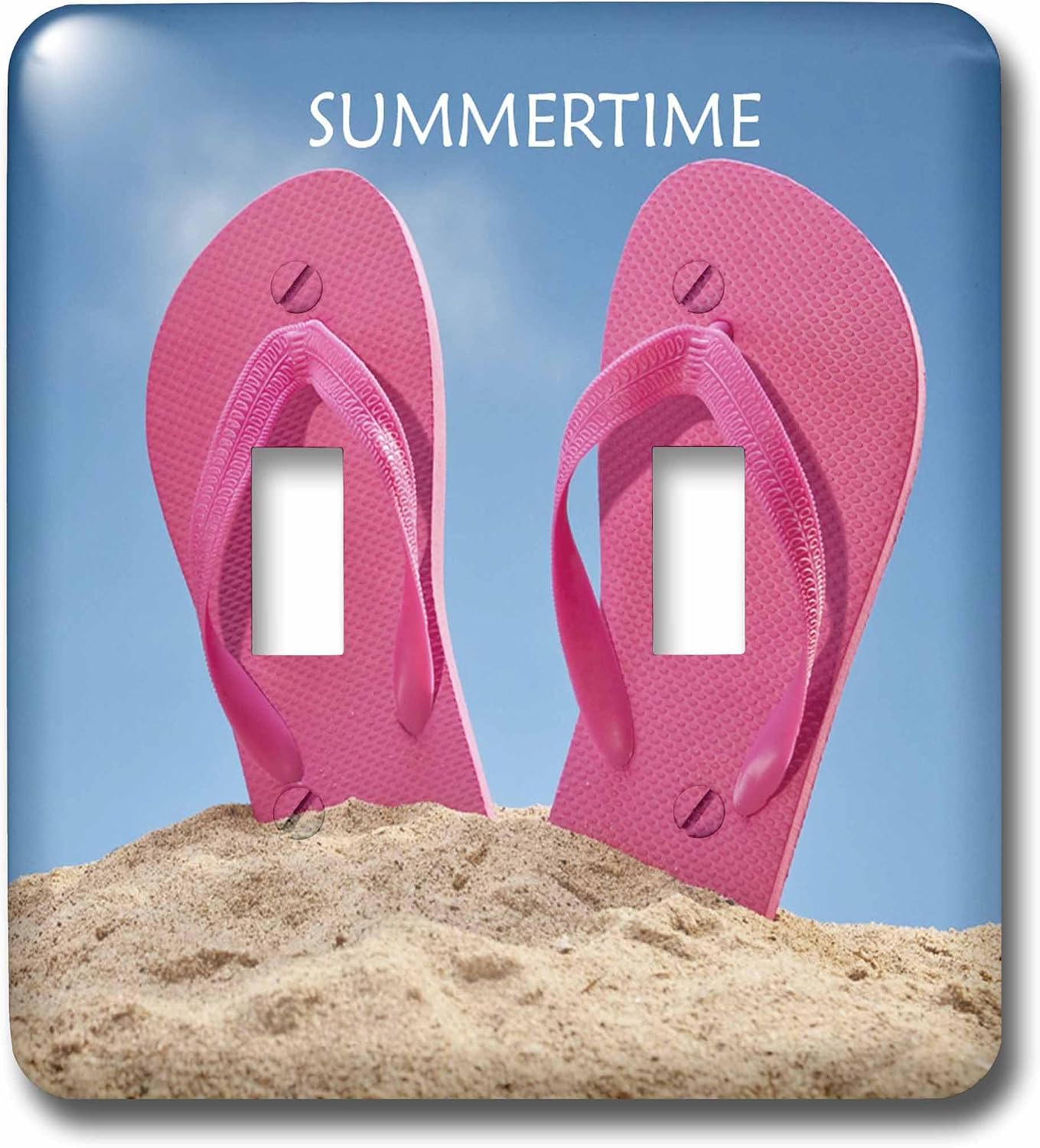 3dRose lsp_50869_2 Pink Summer Flip Flops on Beach Double Toggle Switch