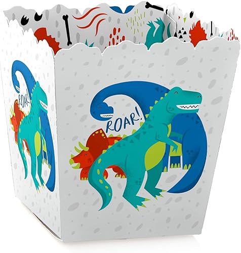 Big Dot of Happiness Roar Dinosaur Mini cajas de recuerdo para fiesta Dino Mite T-Rex Baby Shower o fiesta de cumpleaños Juego de 12