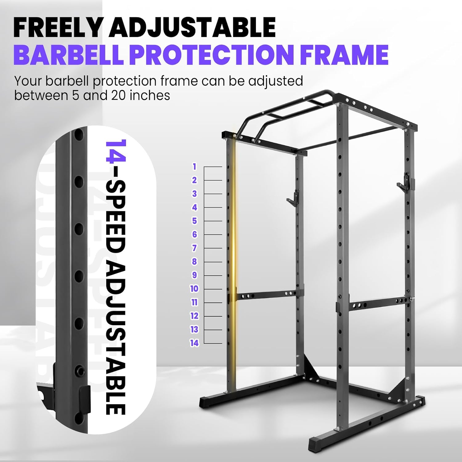 Power Cage, F16 Squat Rack, All-In-One 1200 Lb.Half Rack Weight Lifting Capacity Power Rack For Home Gyms (Black)