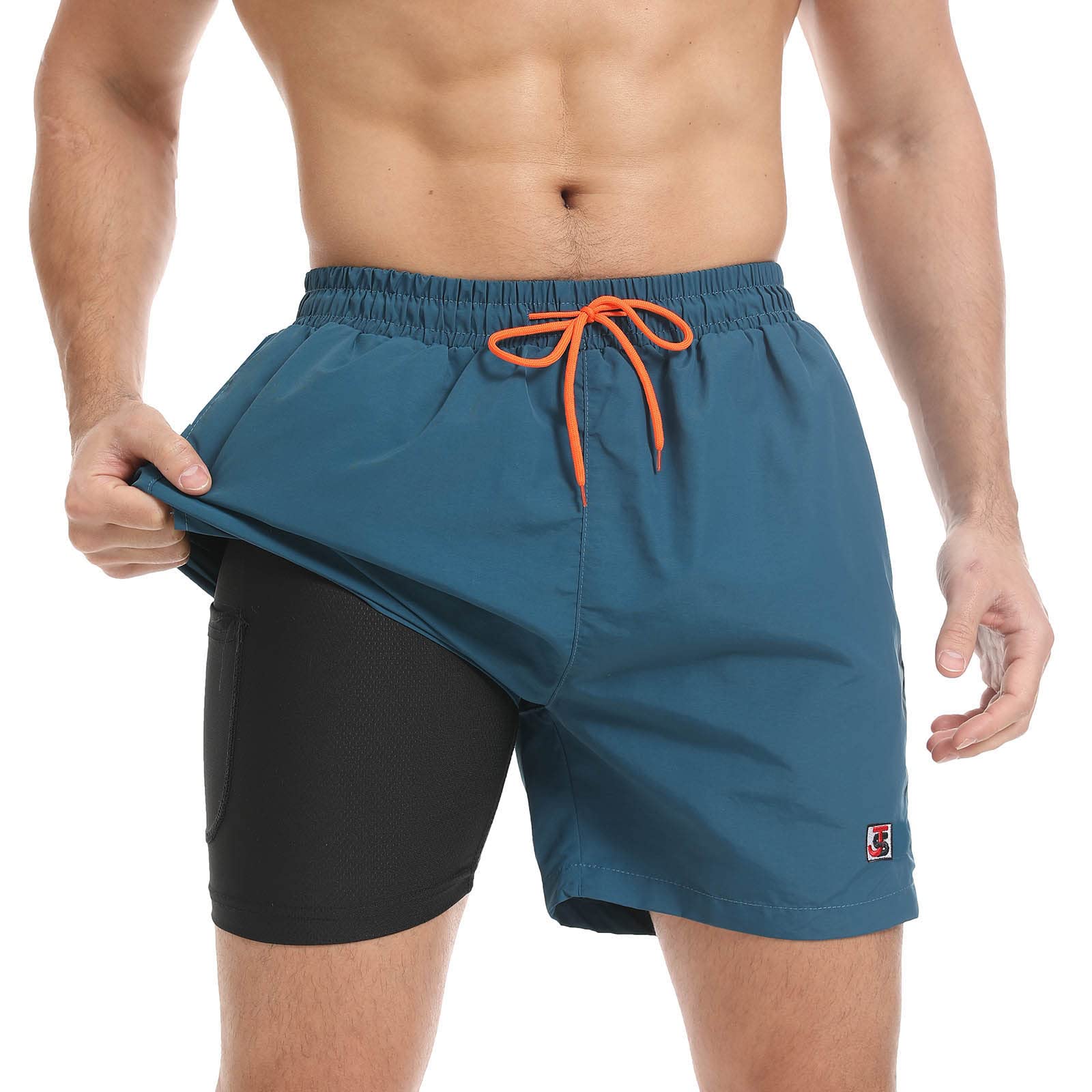 JustSun Badehose Herren Schnelltrocknend Boardshorts mit Mesh-Futter und Verstellbarem Tunnelzug