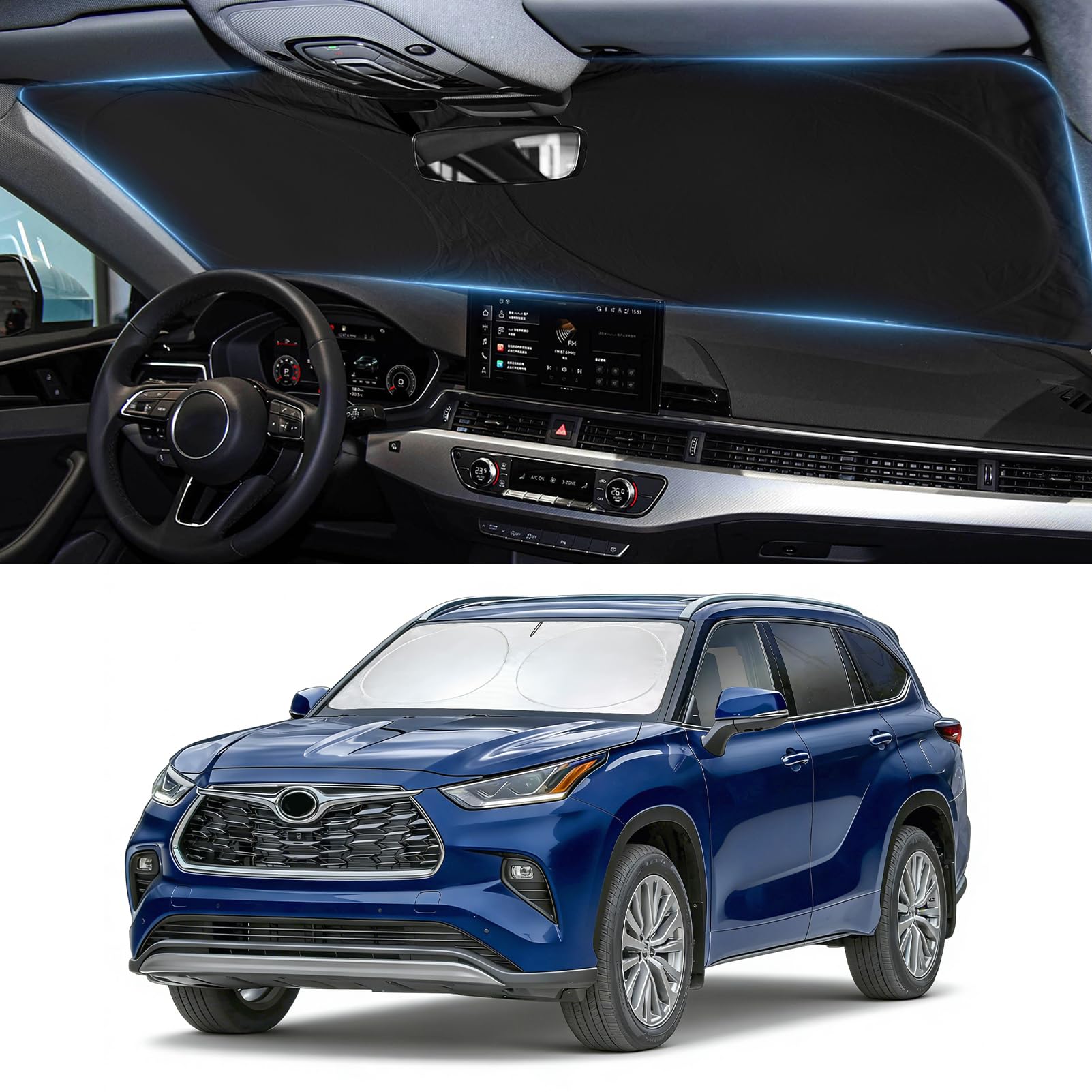 Windshield Sun Shade for Toyota Highlander 2014-2017 2018 2019 Sun Visor