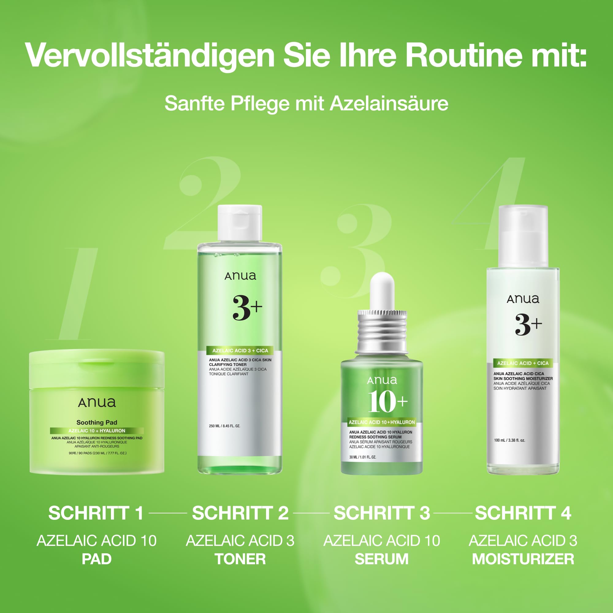 Anua Azelaic Acid 10 Hyaluron Redness Soothing Serum, Gesichtsserum für unreine & empfindliche Haut, Leichte & hydratisierende Hautpflege bei Unreinheiten, Hyaluronserum, Korean Skincare, 30ml