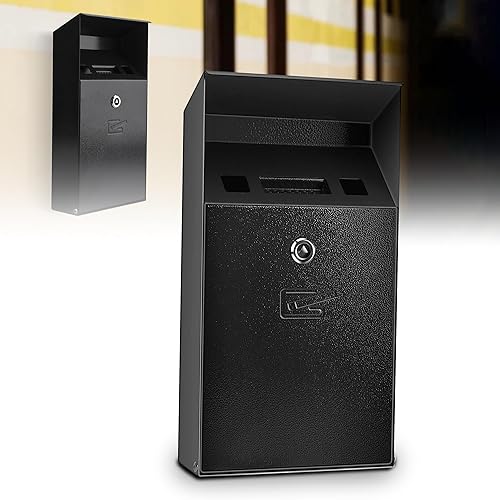 Cenicero montado en la pared al aire libre, lata de cigarrillo para exteriores, receptáculo de tope de cigarrillo, ideal para uso de patio, hoteles,