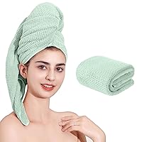 Vista 13 de Toalla de microfibra para el cabello de secado rápido, toallas de secado de pelo, adecuadas para todo tipo de cabello, ultra absorbente, cabello Azul