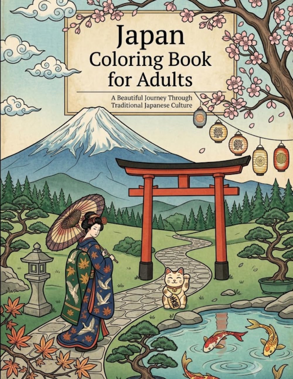 Japan Coloring Book for Adults: A Beautiful Journey Through Traditional Japanese Culture