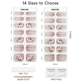 DUKASOU Semi Cured Gel Nail Strips, Longzhu Yarn | 28 pcs Gel Nail Strips Work with Any UV Lamp, Salon Quality UV Nails Stickers, Easy to Apply for Home Nails DIY