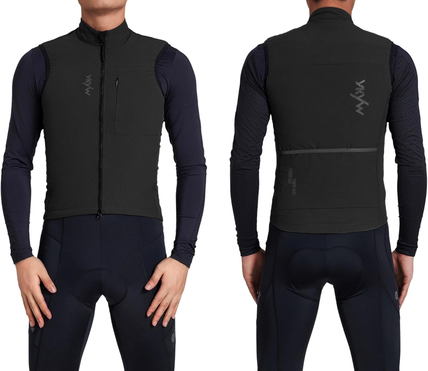 YKYWBIKE Cycling Vest for Men Sleeveless Cycling Jacket Fleece Biking Vest Ykk Full Zip Cycling Gilet Windproof Bike Vest Waterproof Bicycle Gilet - Image 2