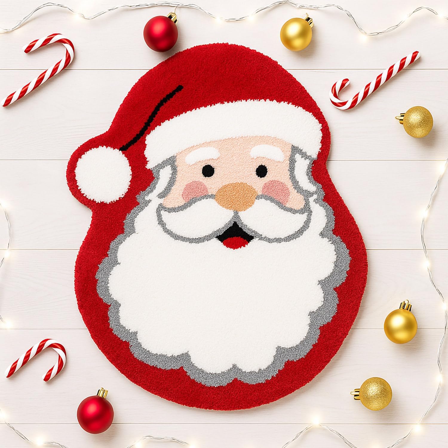 Amazon.com: Feblilac Santa Claus Bath Rug Christmas Non-Slip Bath Mat ...