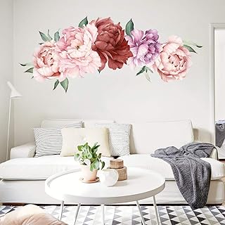 Tophappy Wall Stickers Fiori Grandi Peonia Creativo Adesivo da Parete per Salotto Camera da letto Adesivo Murale Removibile Impermeabile Famiglia Arte Murale Home Decor