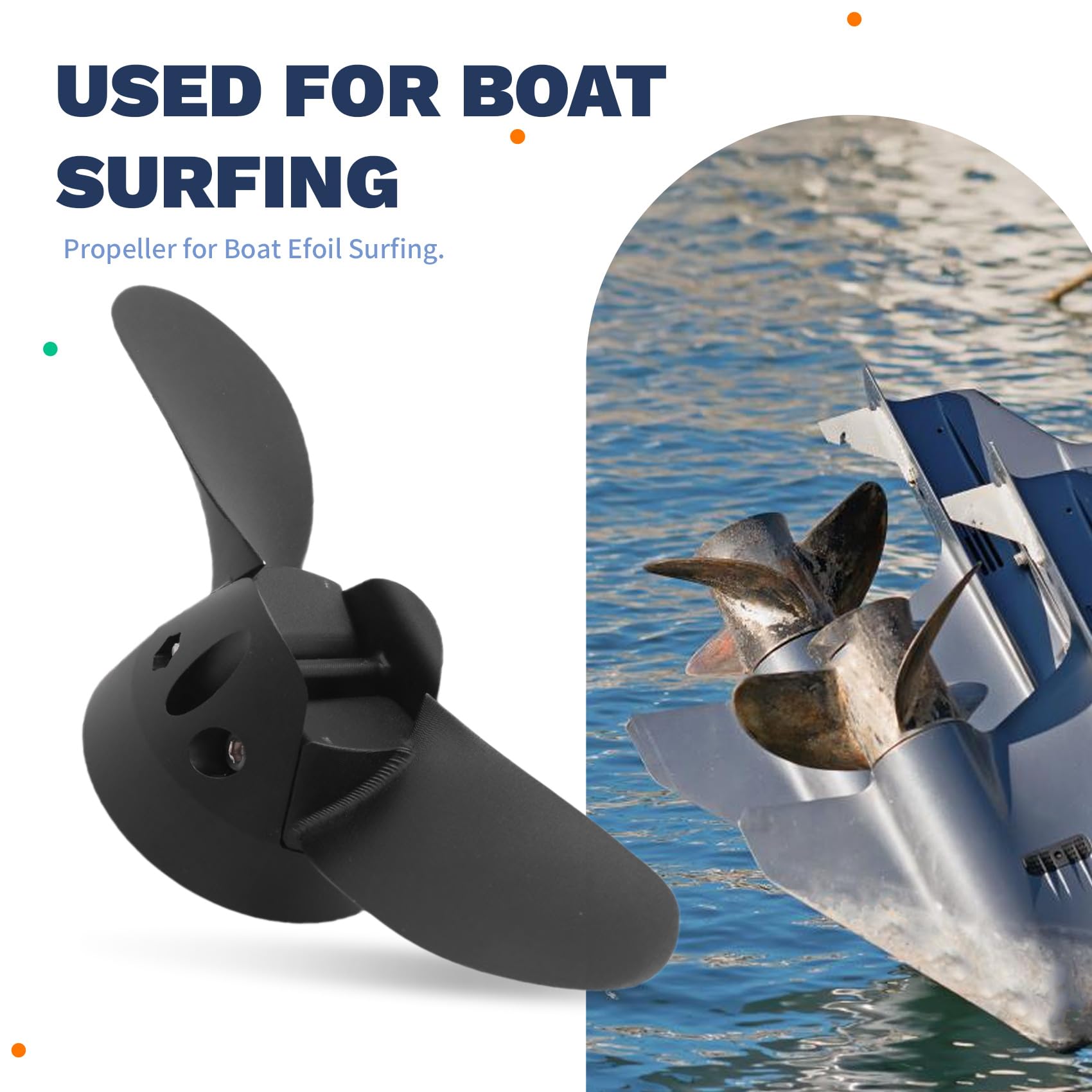 Hélice Plegable de 2 Palas de 4,8 Pulgadas, Hélices para, Motor Eléctrico, Hélice Fueraborda para, Efoil Surfing