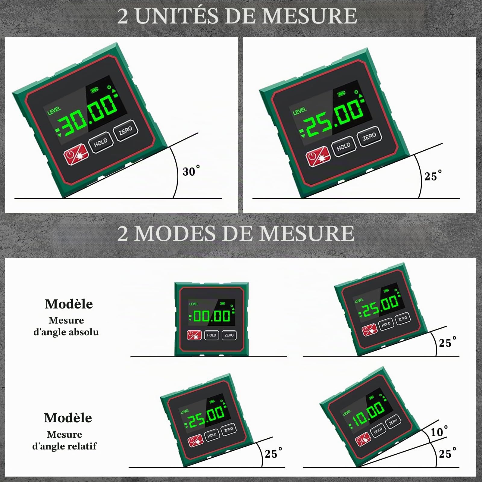Niveau Electronique,Inclinomètre Numérique avec Écran LCD,Aimant 4 Faces | avec Fonction Laser Base et Magnétique Forte,Niveau Électronique Inclinometre Numérique pour Menuiserie, Construction