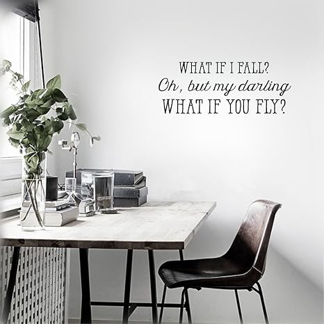 Amazon Com Vinyl Wall Art Inspirational Quotes And Saying Home Decor Decal Sticker What If I Fail Oh But My Darling What If You Could Fly Home Kitchen
