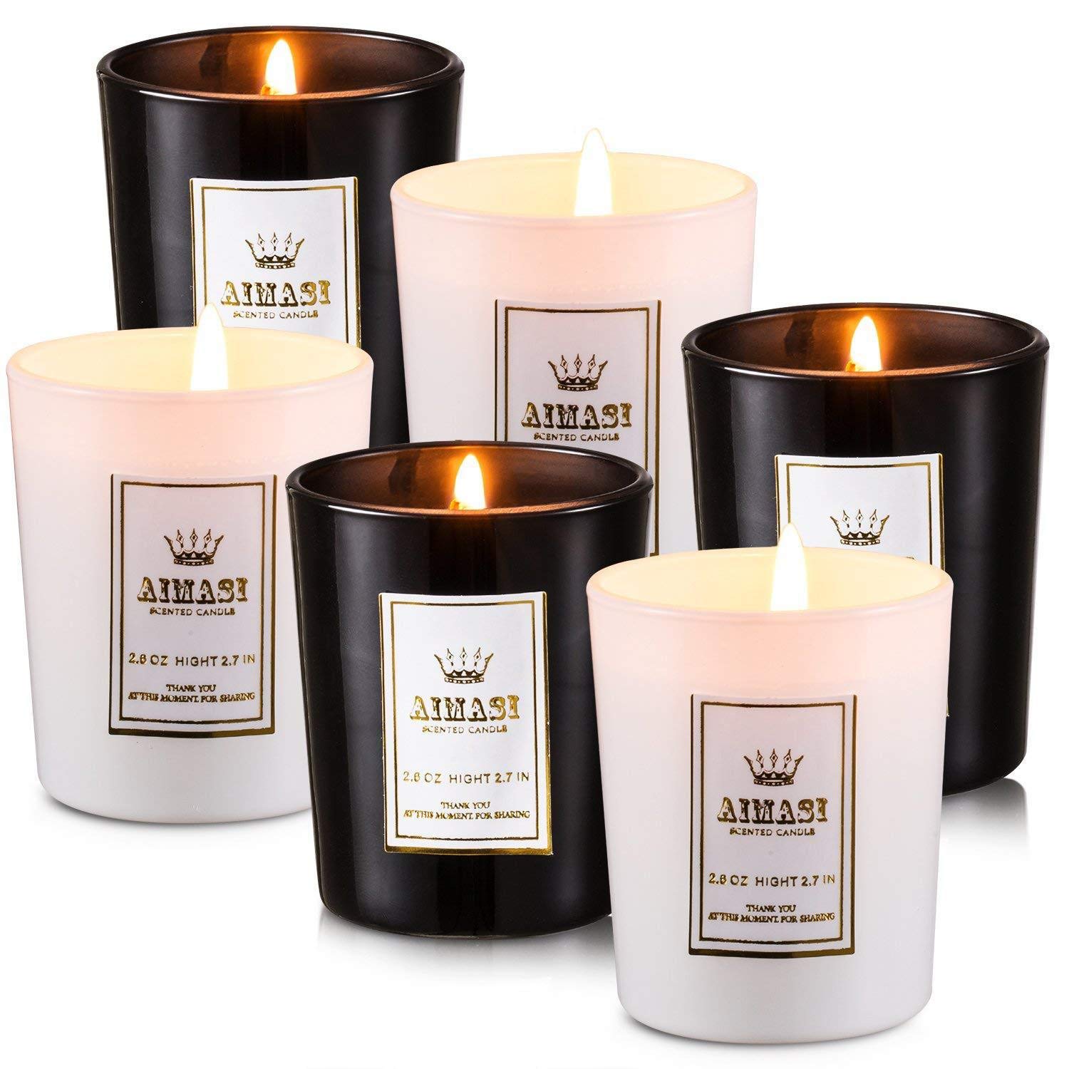 Duftkerze, Geschenk-Set aus Glas, 100 % natürliches Sojawachs, 6 Aromen, Vintage, Aromatherapie-Kerzen, für Freunde, Familie, Party, Hochzeit, Valentinstag