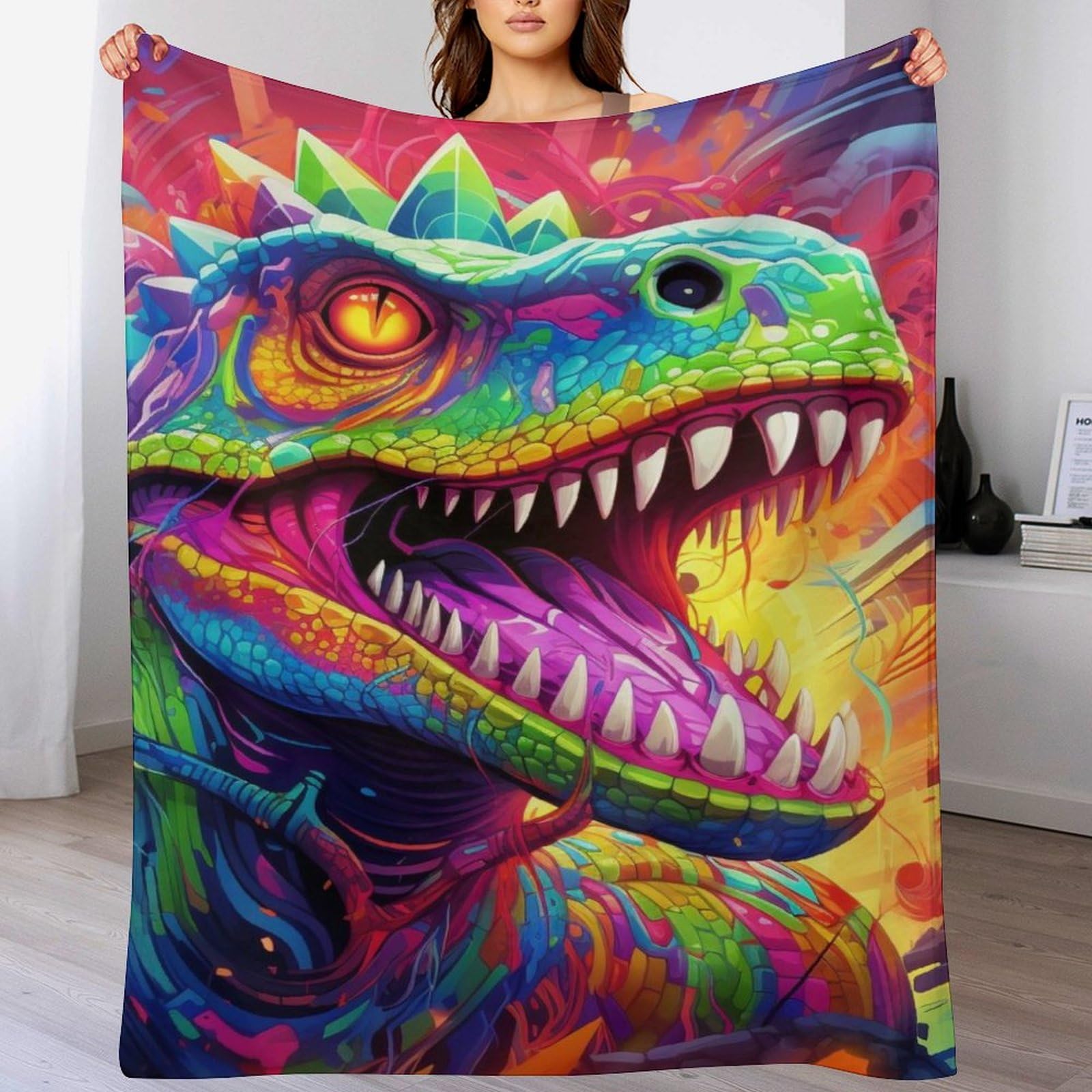 Couverture en flannel premium et plaid polaire luxe dinosaure