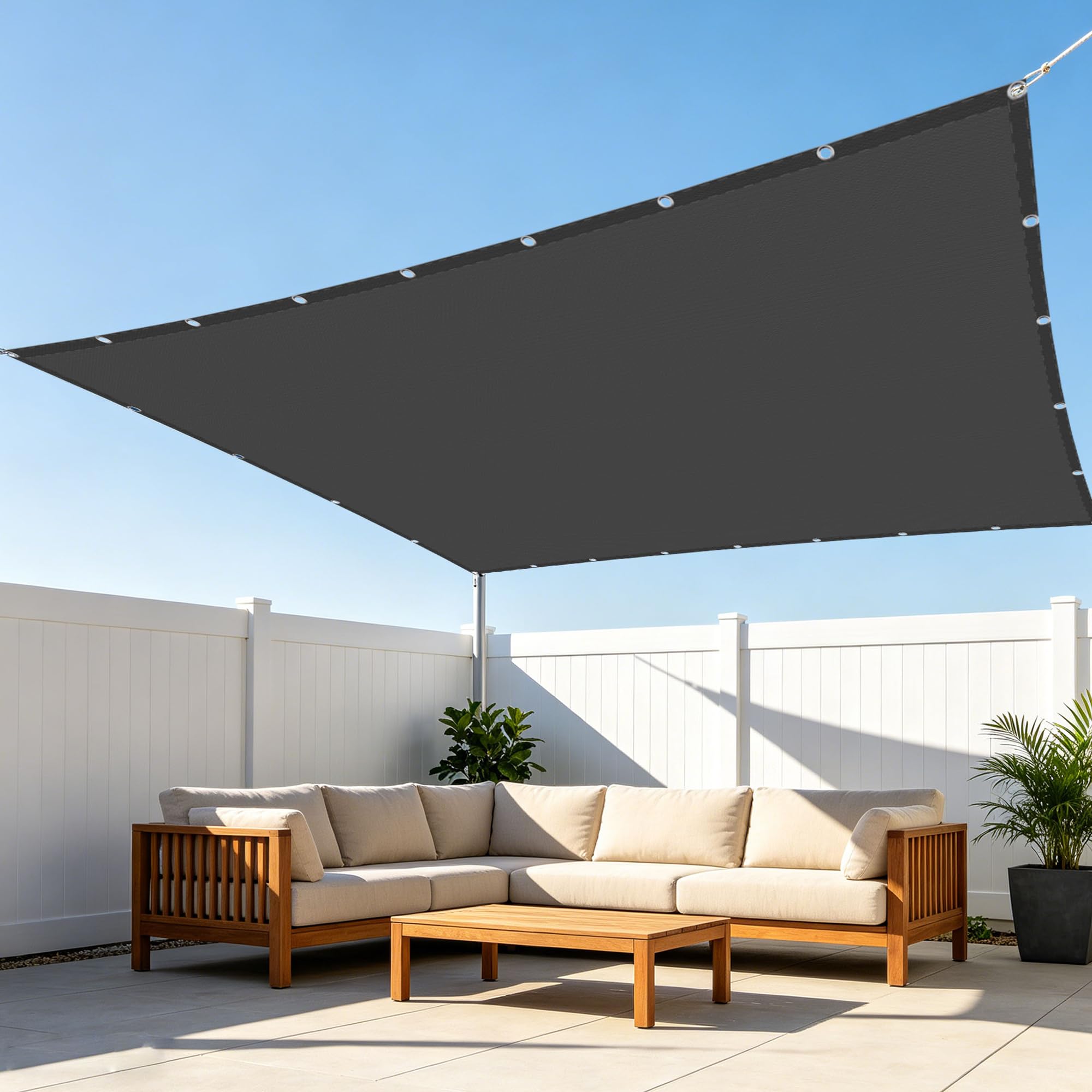 Voiles d'ombrage rectangulaire gris foncé 1.4x1.6m imperméable pour balcon et jardin