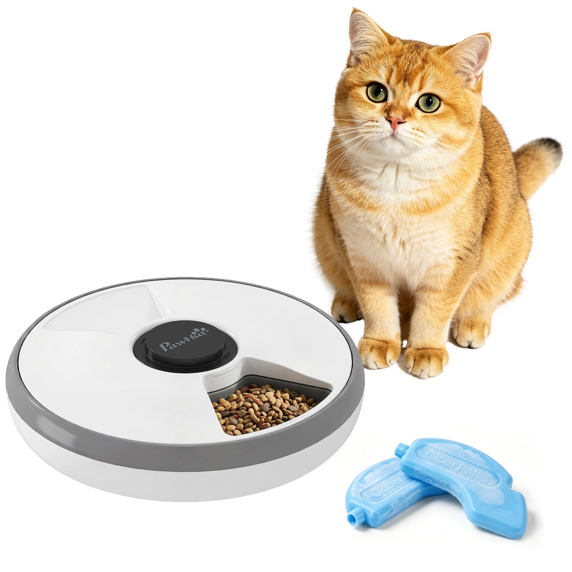 PawHut 6 Meal Automatic Cat Feeder Cordless Food Dispenser for Small Dogs