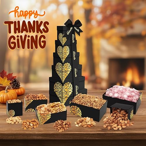 Miniatura 55 de Cesta de regalo de frutos secos, 7 platos seccionales con una variedad de nueces recién tostadas, regalo bellamente empaquetado para cumpleaños