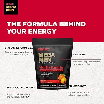 GNC Mega Men Soft Chew Multivitamin for Men | Energy & Metabolism Support | Gluten Free | Mixed Fruit | 60 Count