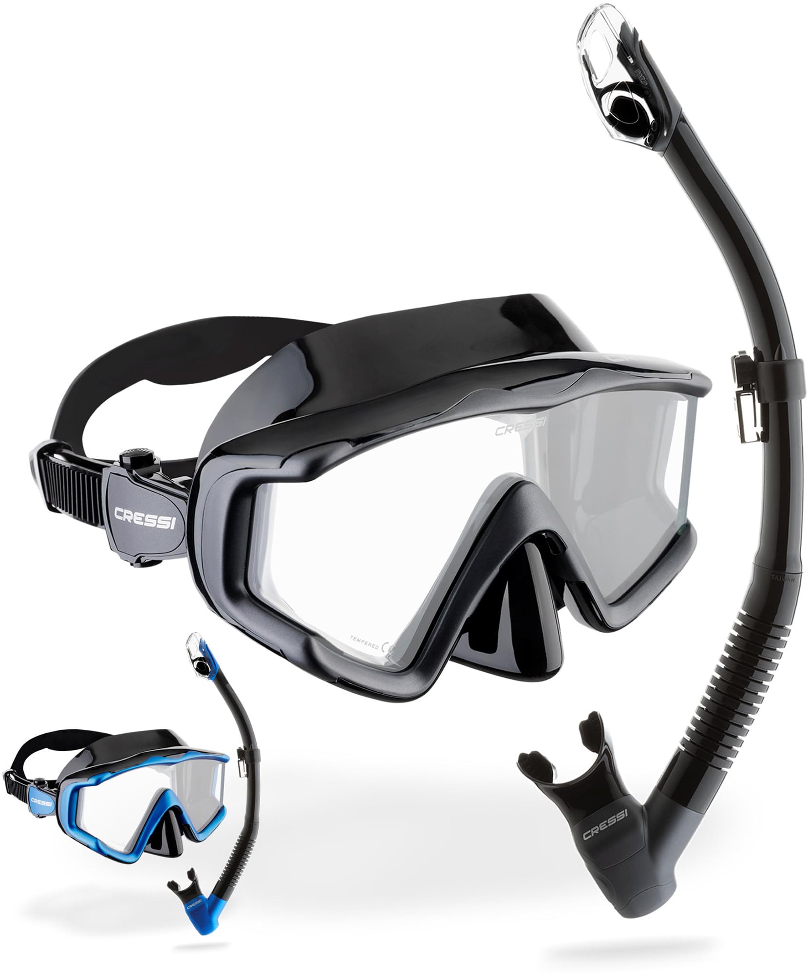 CRESSI Liberty Triside & Epsilon Dry - Liberty Triside Maske und Epsilon Dry Schnorchel Set Combo Zum Schnorcheln und Tauchen, Einheitsgröße, Unisex