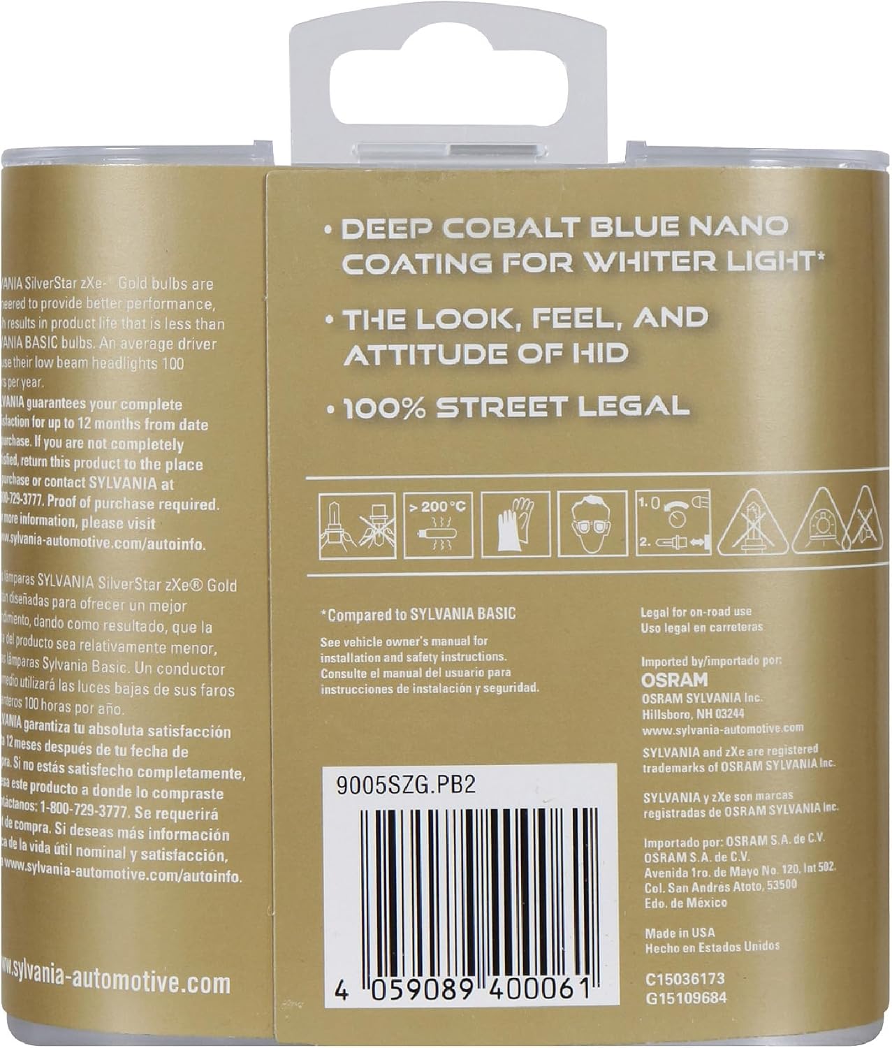 SYLVANIA 9005 (HB3) SilverStar zXe GOLD Halogen Headlight Bulb, 2 Bulbs image 2