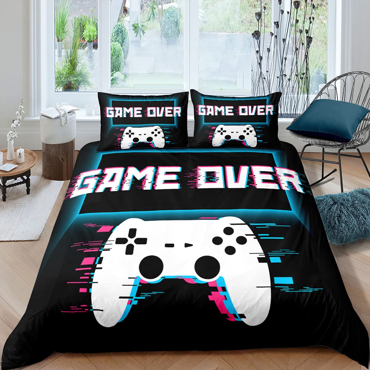 Homemissing Gamer Bedding Set, Double Gaming Gamepad