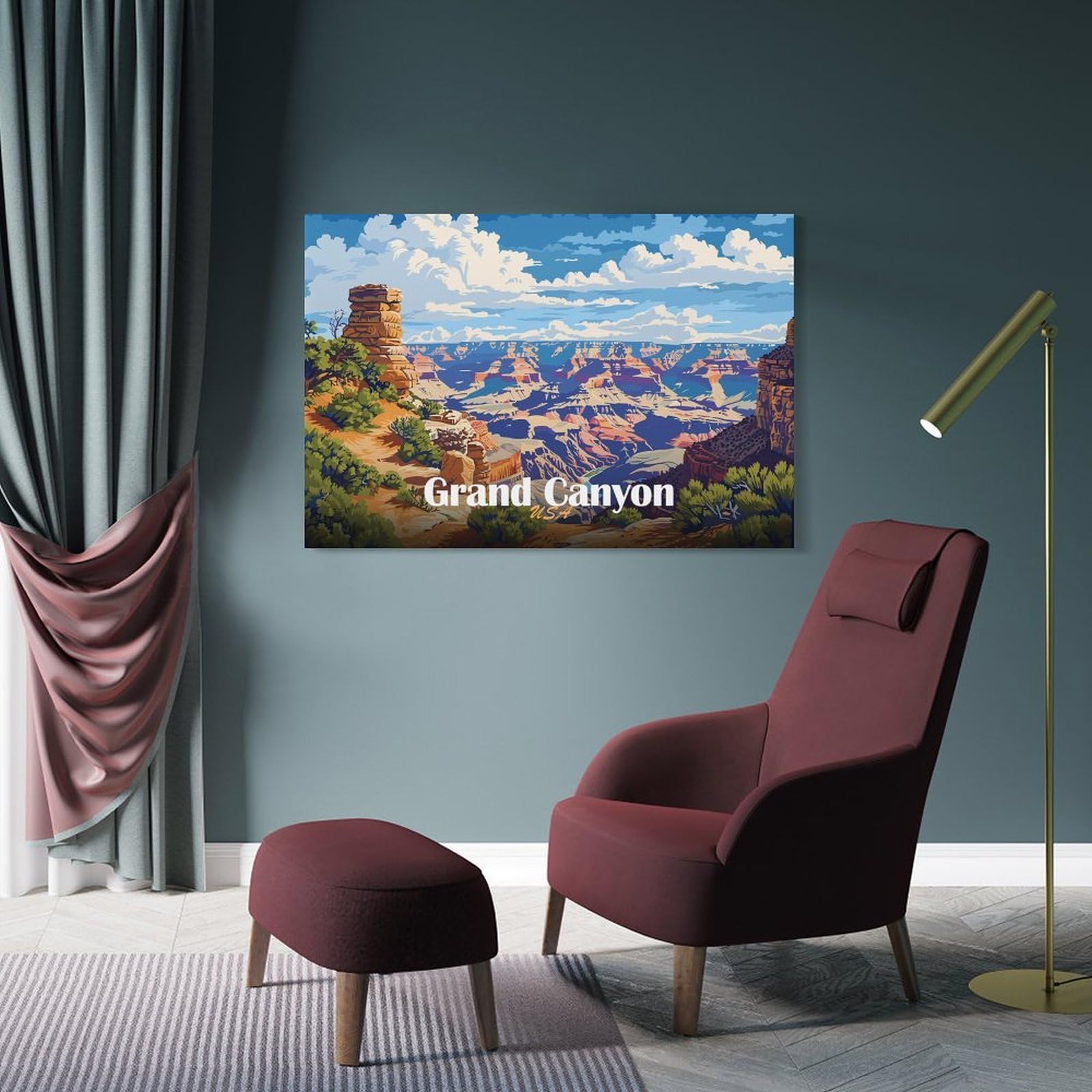 Junmoney Frame-Style-12 Grand Canyon Landscape Wall Picture Print, 08X12inch(20X30cm), For New Homes, Bedrooms Or Workspaces, Thoughtful Wall Decor For Art Lovers