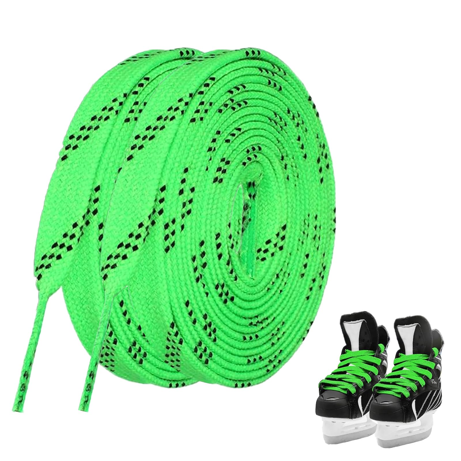Cordones De Hockey sobre Hielo Verdes 244cm Cordones Planos Encerados Antideslizantes para Patinaje sobre Hielo Y Hockey En Línea, Cordón De Skate Encerado Resistente Al Agua