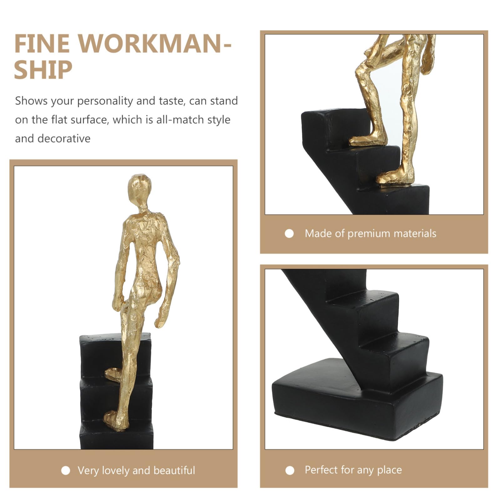SHINEOFI Scultura Astratta in Resina Decorativa Figura Uomo su Scala, Statuetta Creativa per Scaffali e Arredamento Casa Moderno, Design Artistico e Distintivo