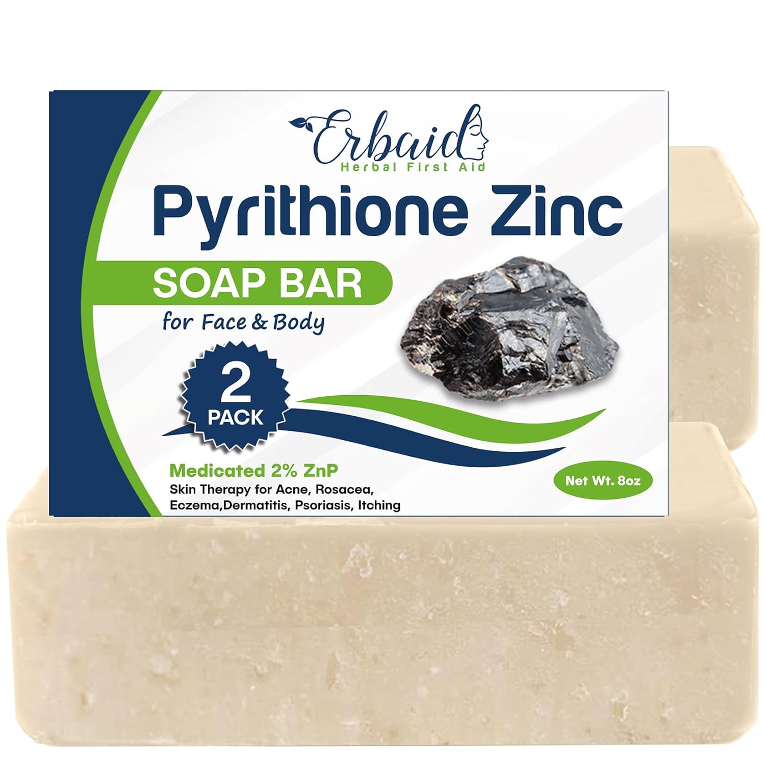 Pyrithione Zinc Soap Bar for Face & Body, 4oz Medicated 2