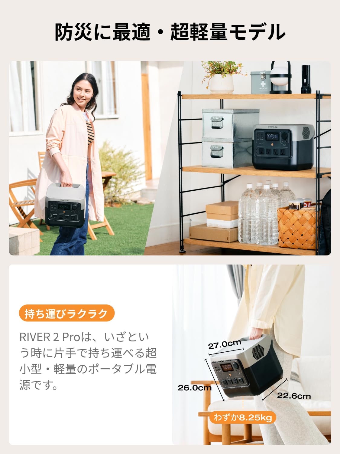 Amazon.co.jp: EcoFlow RIVER 2 Pro ポータブル電源+ 160W 両面