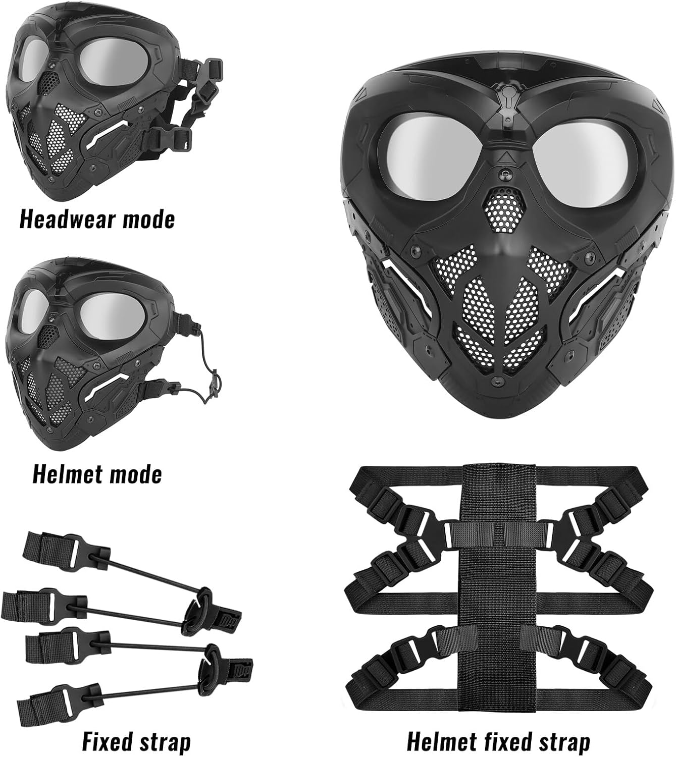 Airsoft Full Face Mask Tactical Masks Full Face for Paintball Cycling Motorcycle Riding Protection Face Mask Halloween Party Costume Scary Halloween Mask