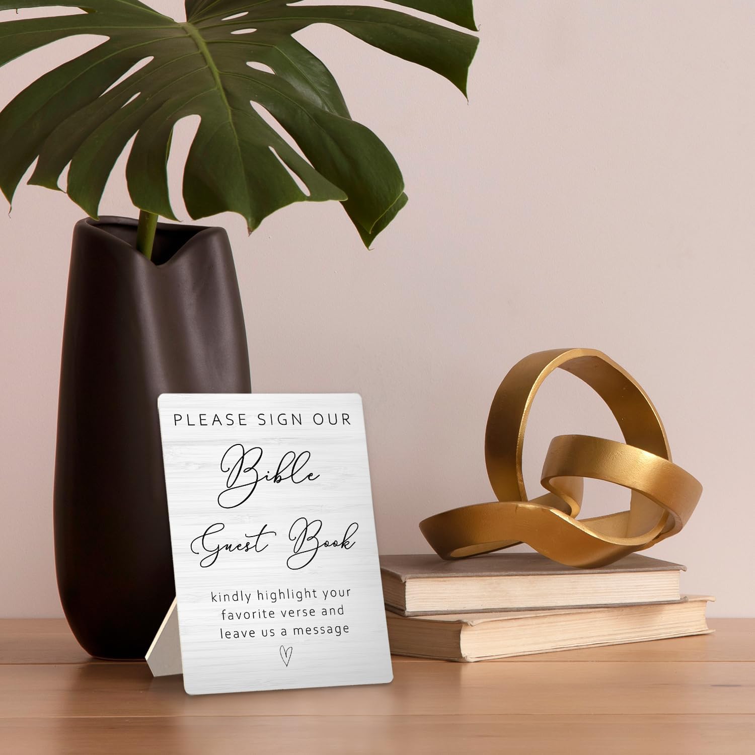 Bible Guest Book Wedding Wooden Sign Stand, 5x7inches, Wedding Signs for Ceremony and Reception, Table Decorations - Image 5