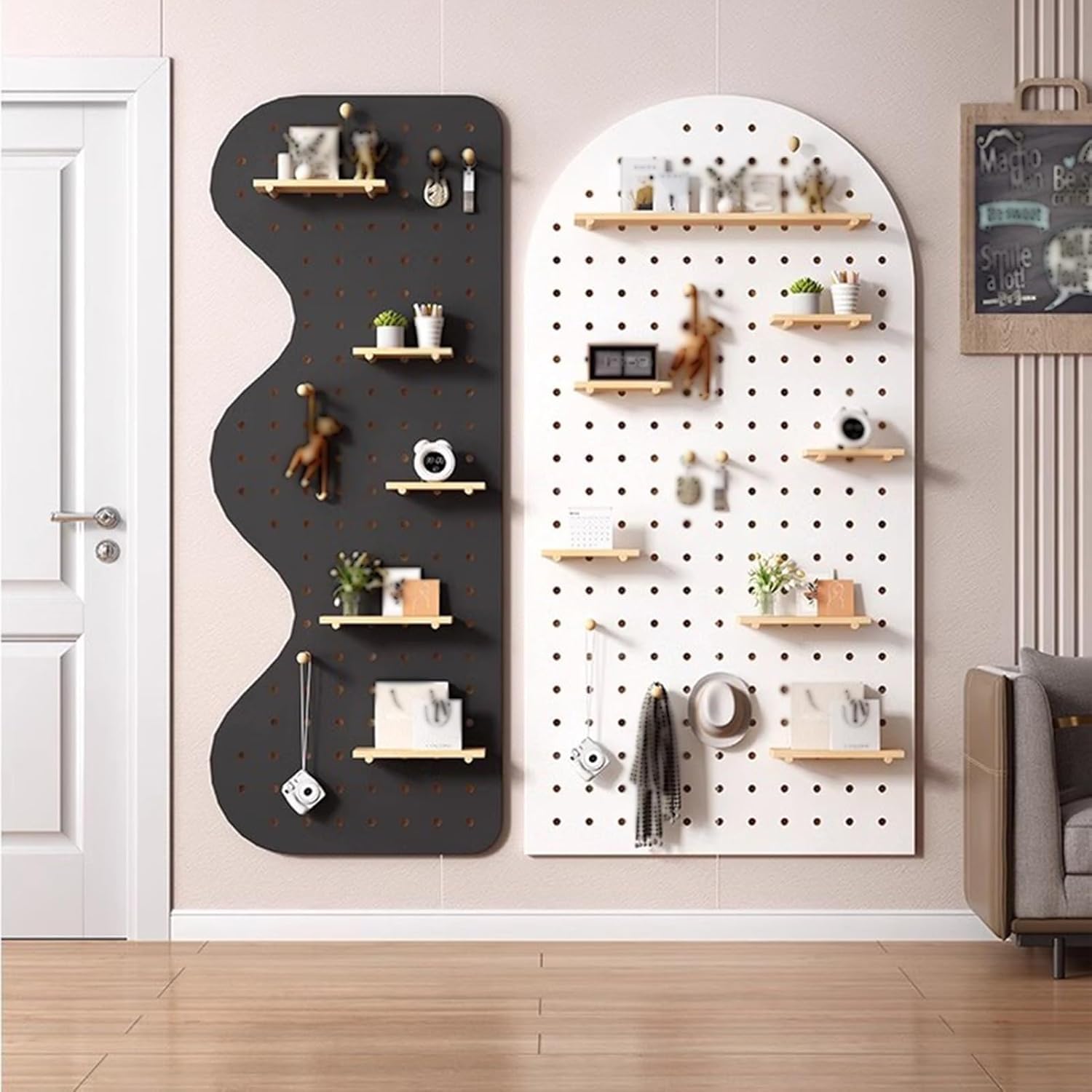 Wandsteuerung, Stecktafel, Wandhalterung, Stecktafel, modulares Raster-Organizer, Holz-Display, Stecktafel-Sets für Schlafzimmer, Arbeitszimmer (weiß, 60 x 120 cm)