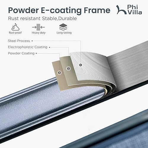 Miniatura 3 de PHI VILLA Juego de 2 taburetes de bar giratorios para exteriores, sillas de patio altas de 30 pulgadas de altura con tela de textileno para todo