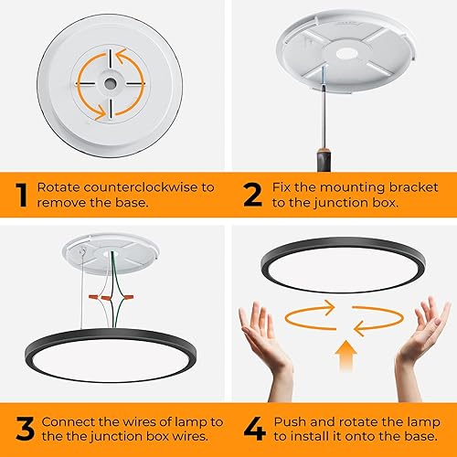 Miniatura 6 de Matane Paquete de 2 lámparas de techo de montaje empotrado lámpara de techo LED de 18 W 3000 K4000 K5000 K seleccionable luces de techo negras de