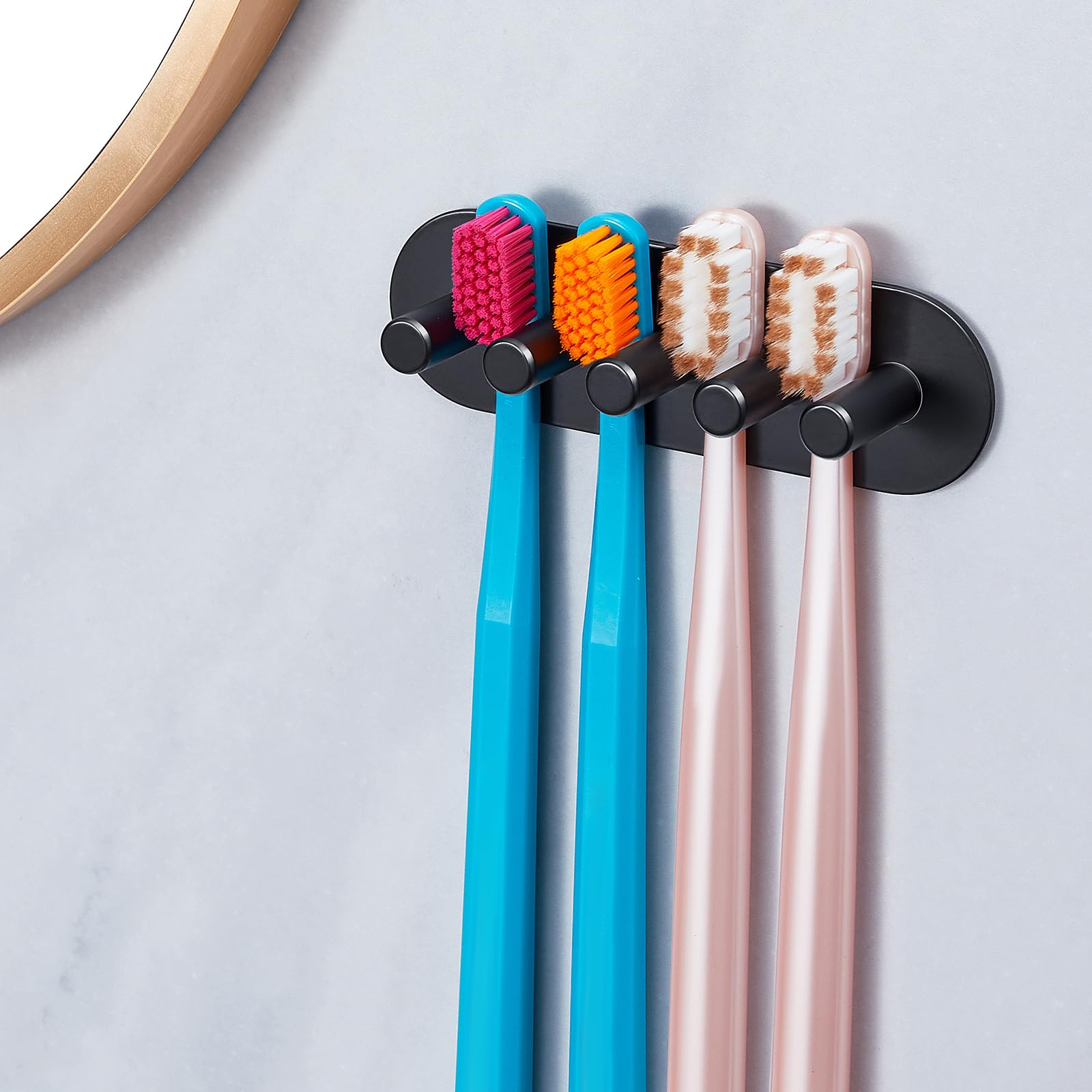 Porte-brosse à Dents Mural Auto-adhésif Sans Perçage - 8 Crochets En Silicone Colorés - Multifonction Pour