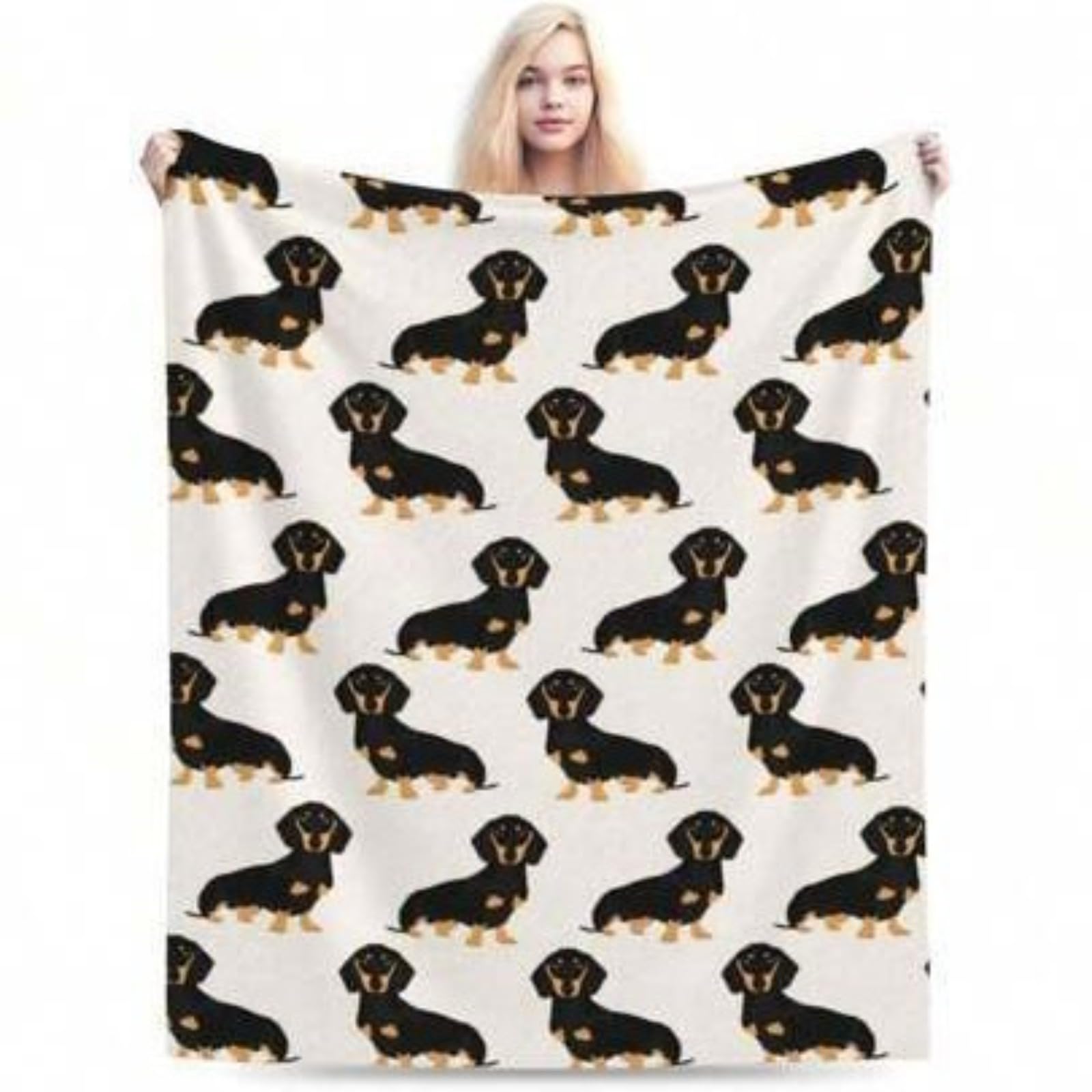 Bncyqhwlk Dachshund Weiner Dog Pet Dogs Printed Shiba Inu Portrait Flannel Soft Blanket Living Room Sofa Nap Office Blanket Travel