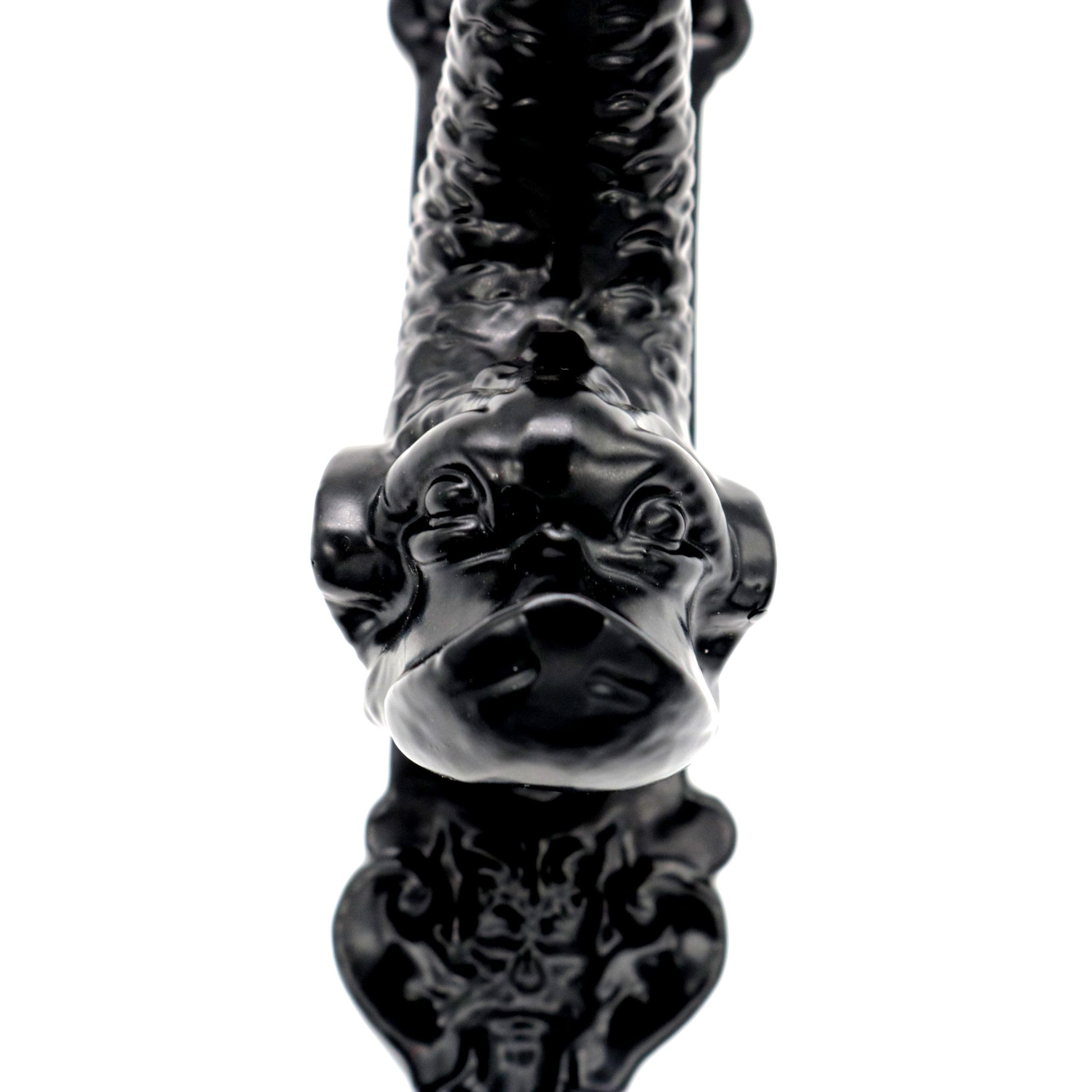 Mythrojan Türklopfer aus Gusseisen mit schwarz pulverbeschichtetem Vordertürklopfer, mittelalterliches Design, robuste rustikale Hardware für Schloss, Hütte, Hauseingang, Schwarz, 25,4 x 5,1 cm