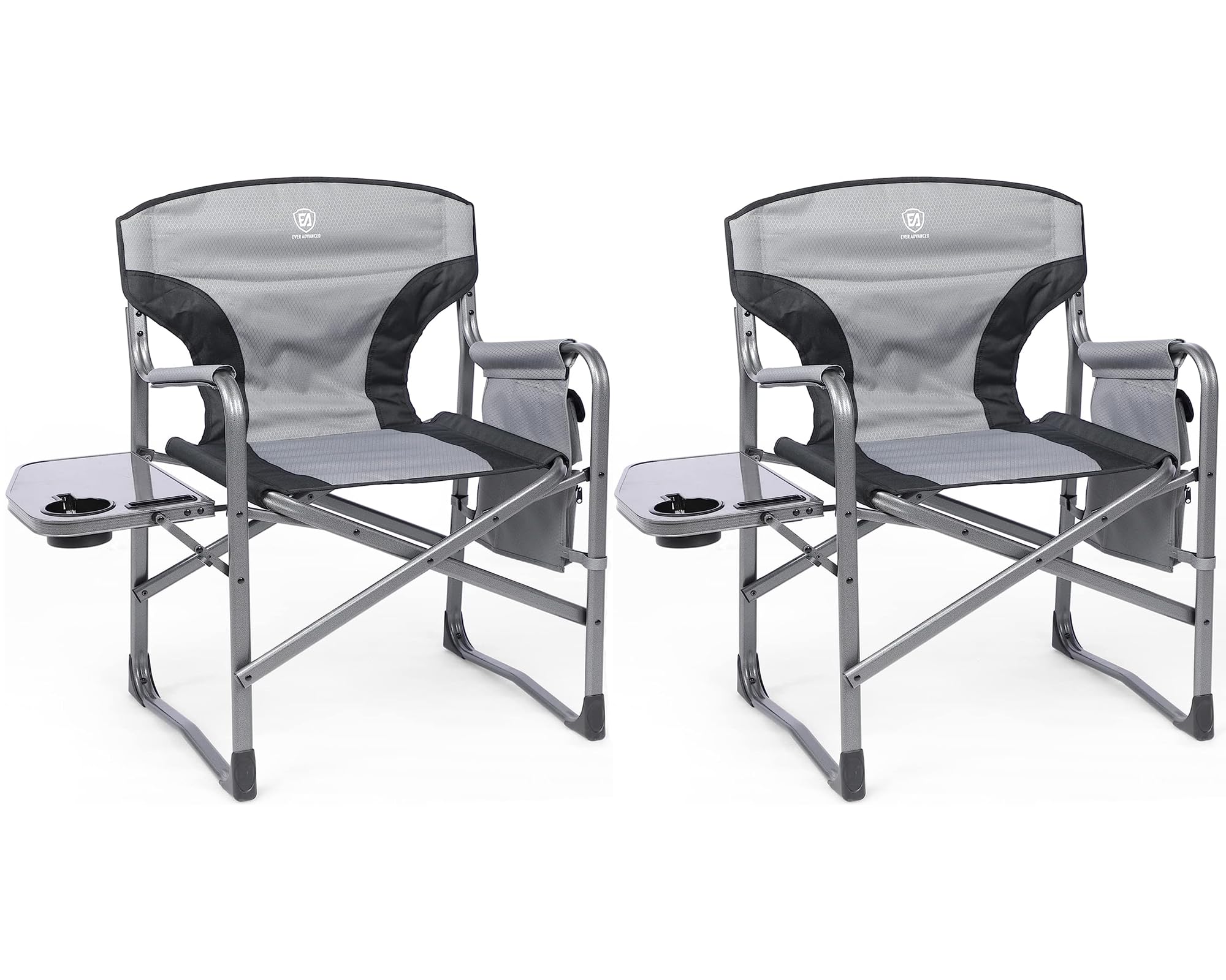 EVER ADVANCED Lightweight Folding Directors Chairs Outdoor, Aluminum Camping Chair with Side Table and Storage Pouch, Heavy Duty Supports 350LBS