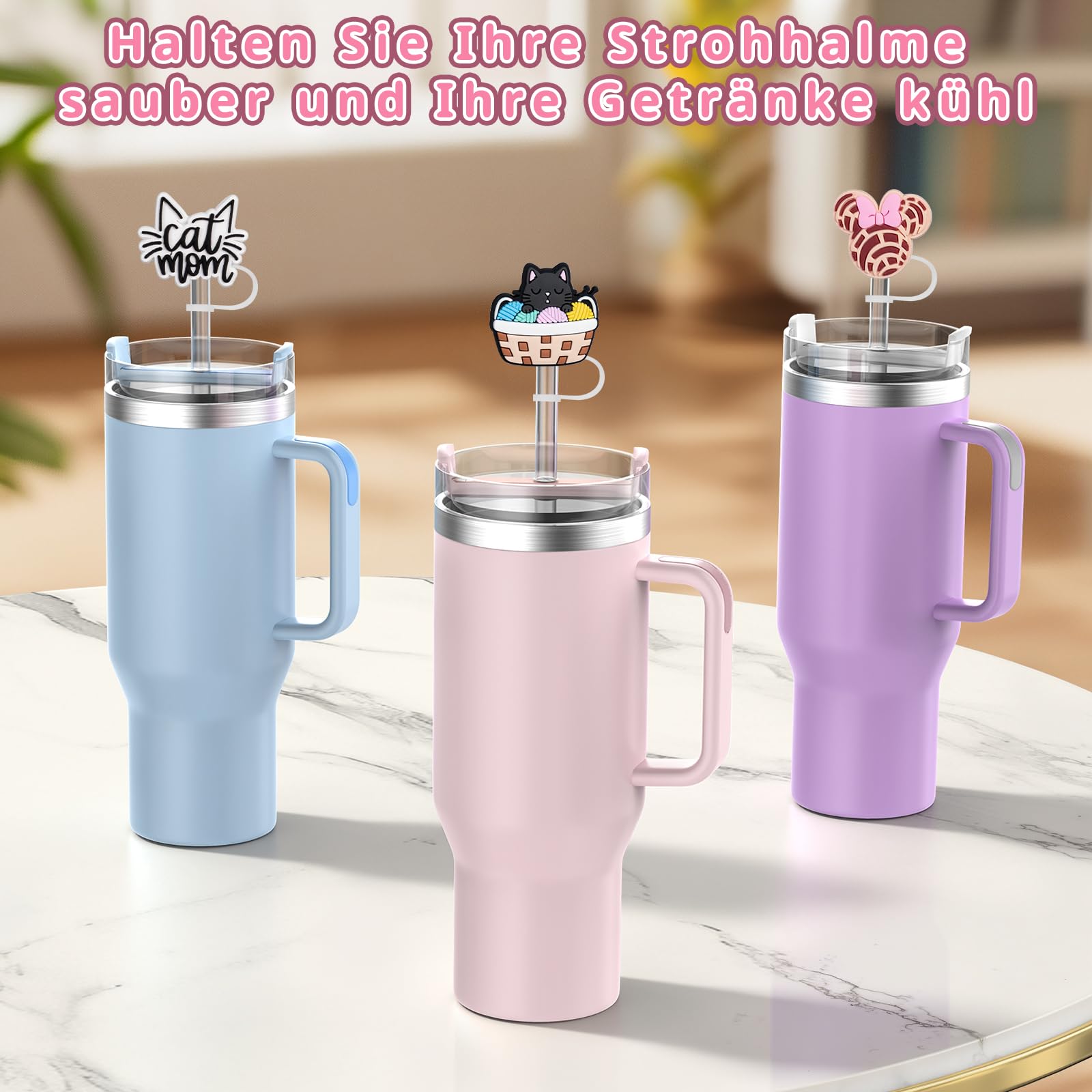 10er Set Staubschutz-Abdeckungen Für Stanley Cup Strohhalme – 10 Mm, Aus Silikon