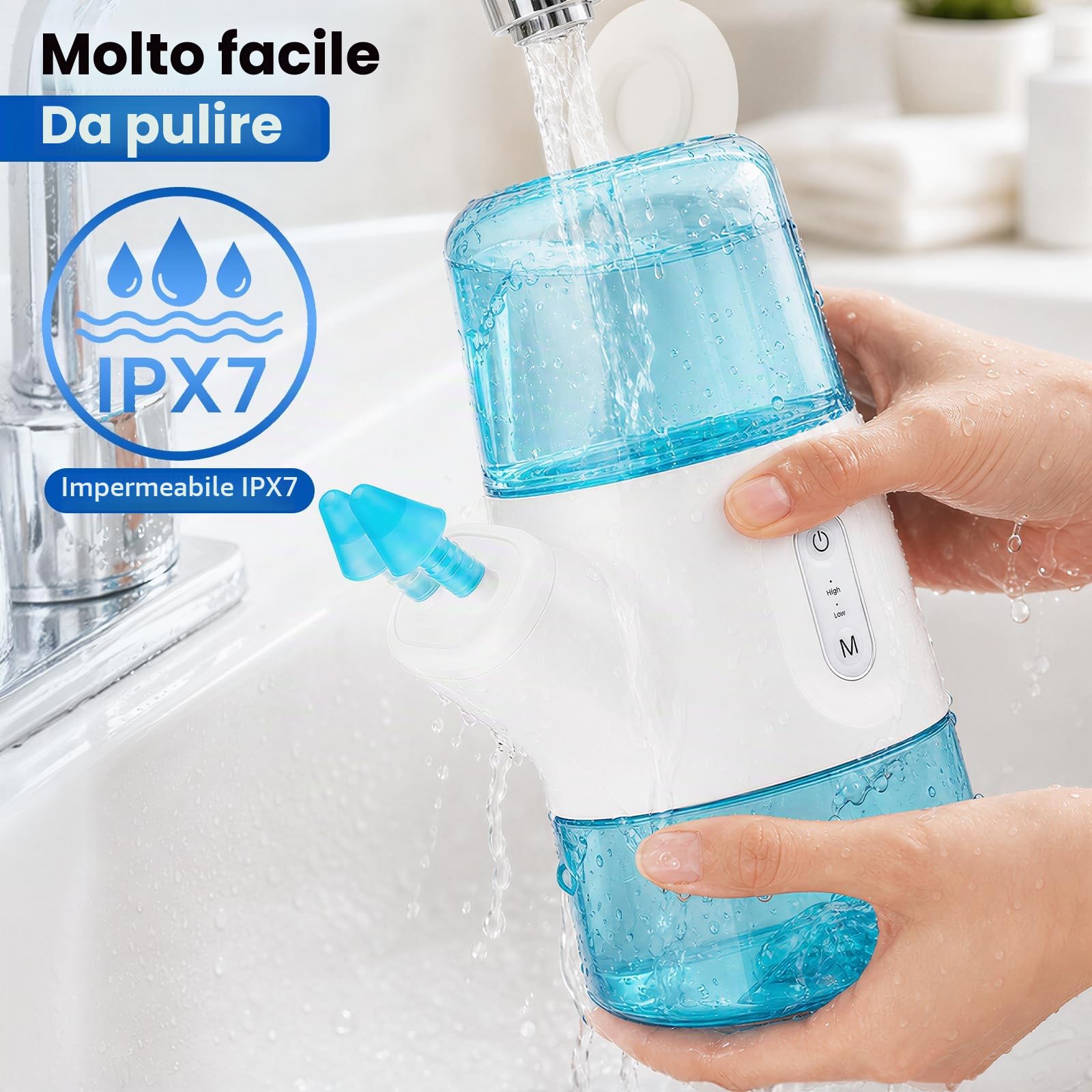 Irrigatore Nasale Elettrico Senza Fili A Doppio Serbatoio, Lavaggio Dei Seni Paranasali Con 2 Modalità Risciacquo, Raccolta Automatica Acque Reflue,800mAh, Impermeabile IPX7, 8 Ugelli,40 Bustine Sale